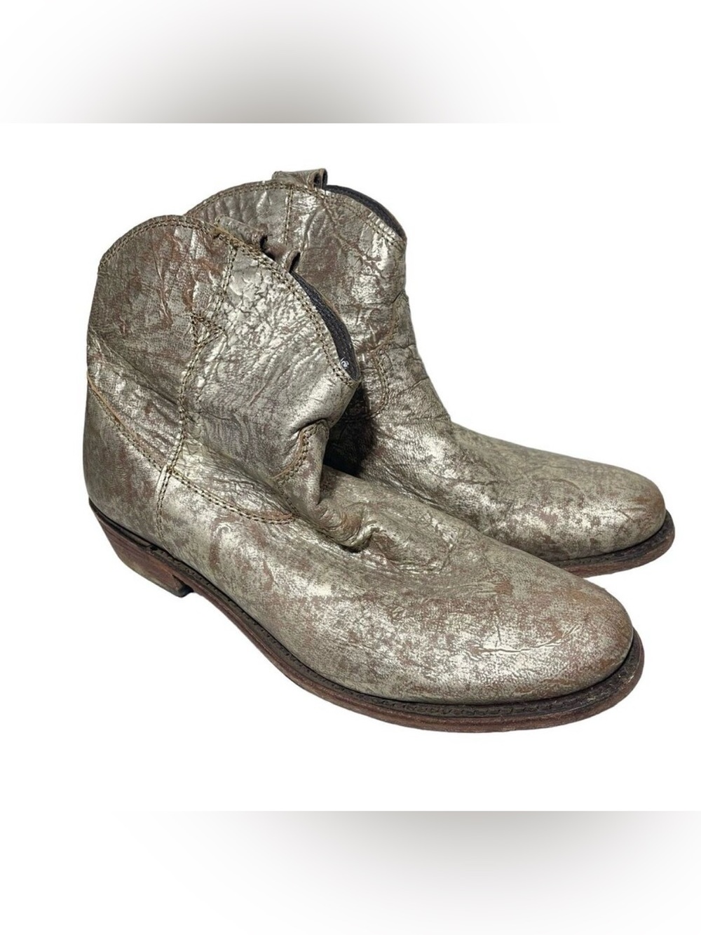 Liberty Black Arley Short Western Ankle Boot Size 10 Brown Gold Metallic Leather
